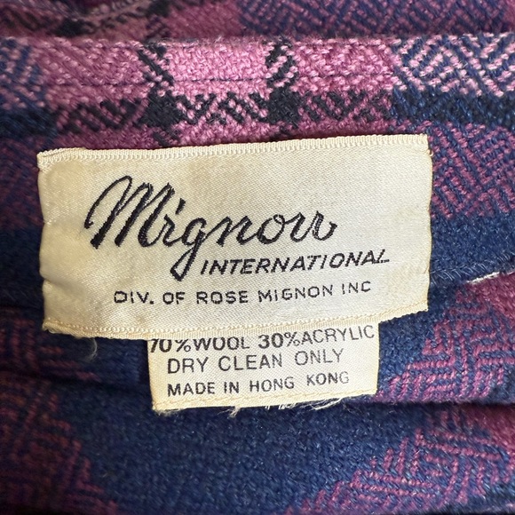 Vintage Mignorr International Wool Blend Plaid Poncho Cape Wrap Hong Kong Made - Picture 6 of 10